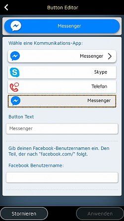 Integriere deine bevorzugte Kommunikations-App (WhatsApp, Messenger, Line)